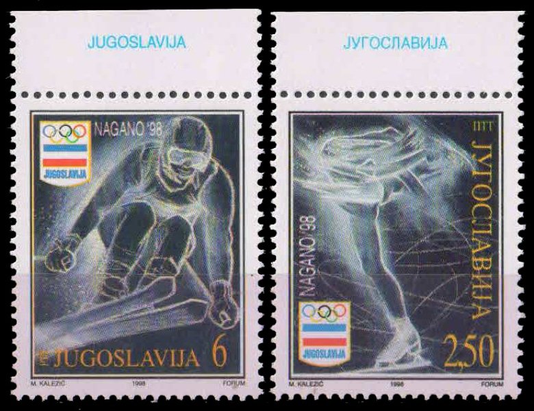 YUGOSLAVIA 1998, Winter Olympic Games, Ice Skater, Skier, Set of 2, MNH, S.G. 3114-15, Cat £ 5-
