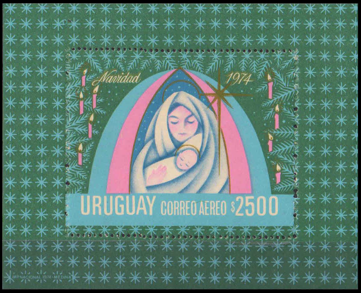 URUGUAY 1974, Christmas, Virgin and Child, Imperf MS, MNH, S.G. MS 1595-Cat � 5.50