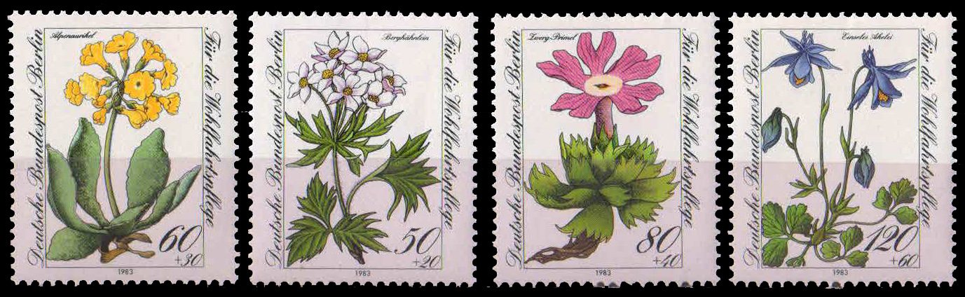 BERLIN 1983, Endangered Alpine Flowers, Set of 4, MNH, S.G. B 665-68