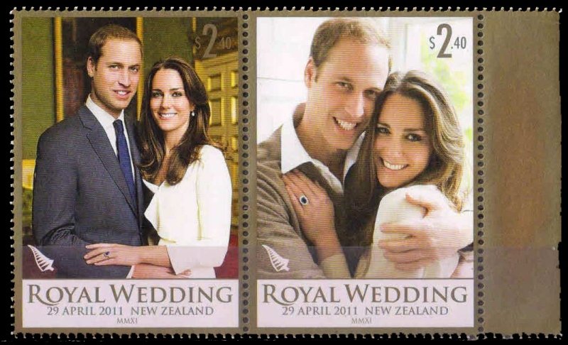 NEW ZEALAND 2011-Royal Wedding Prince Willam and Miss Catherine, Set of 2, MNH, S.G. 3266-67-Cat £ 8-