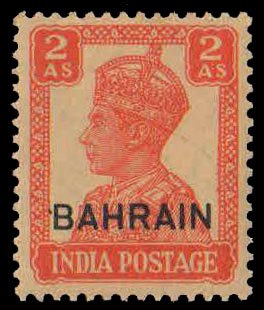 BAHRAIN 1942-Stamps of India-2 As, K.G. VI, Overprint, MNH, 1 Value, S.G. 44, Cat £ 7-