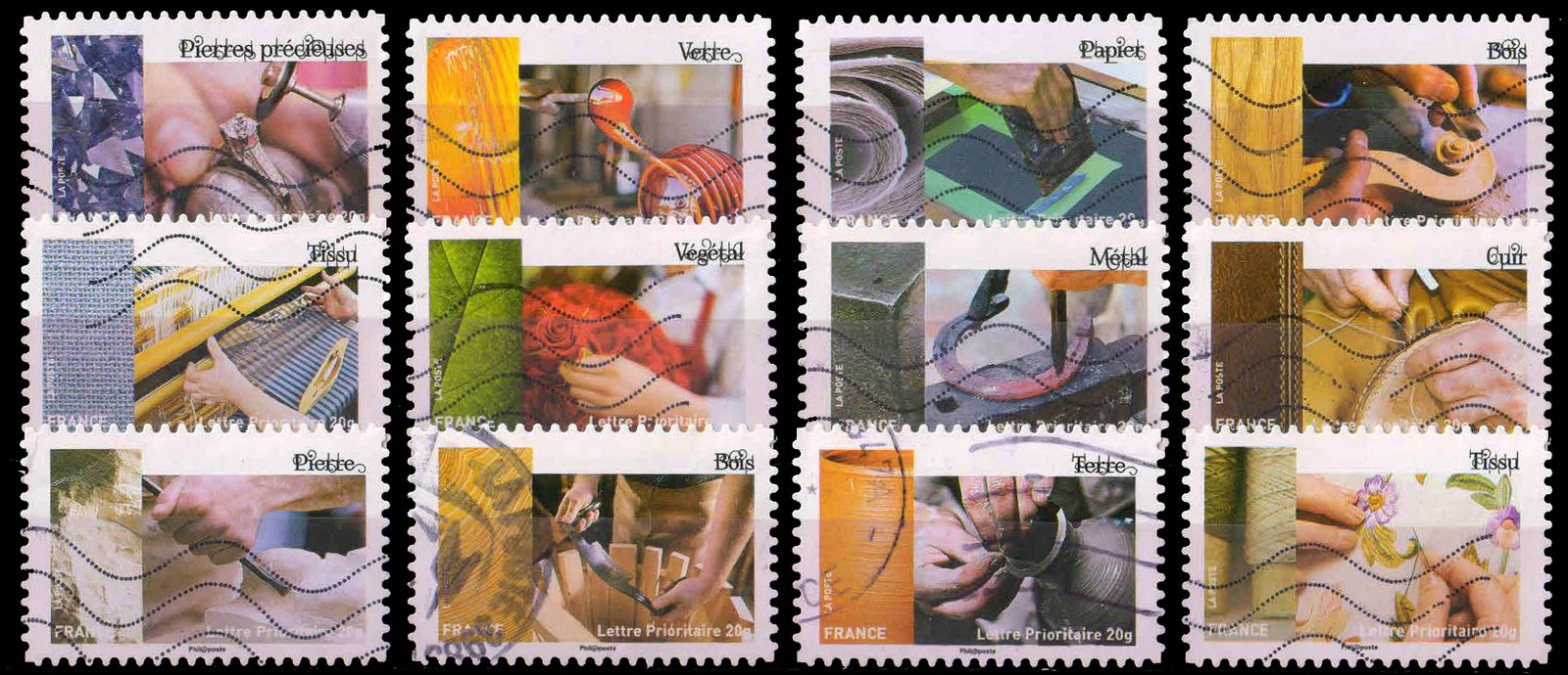 FRANCE 2015 - Arts & Materials, Patterns, Woodwork, Metalwork, Used, Complete Set of 12, Cat £ 30-S.G. 5696-5707