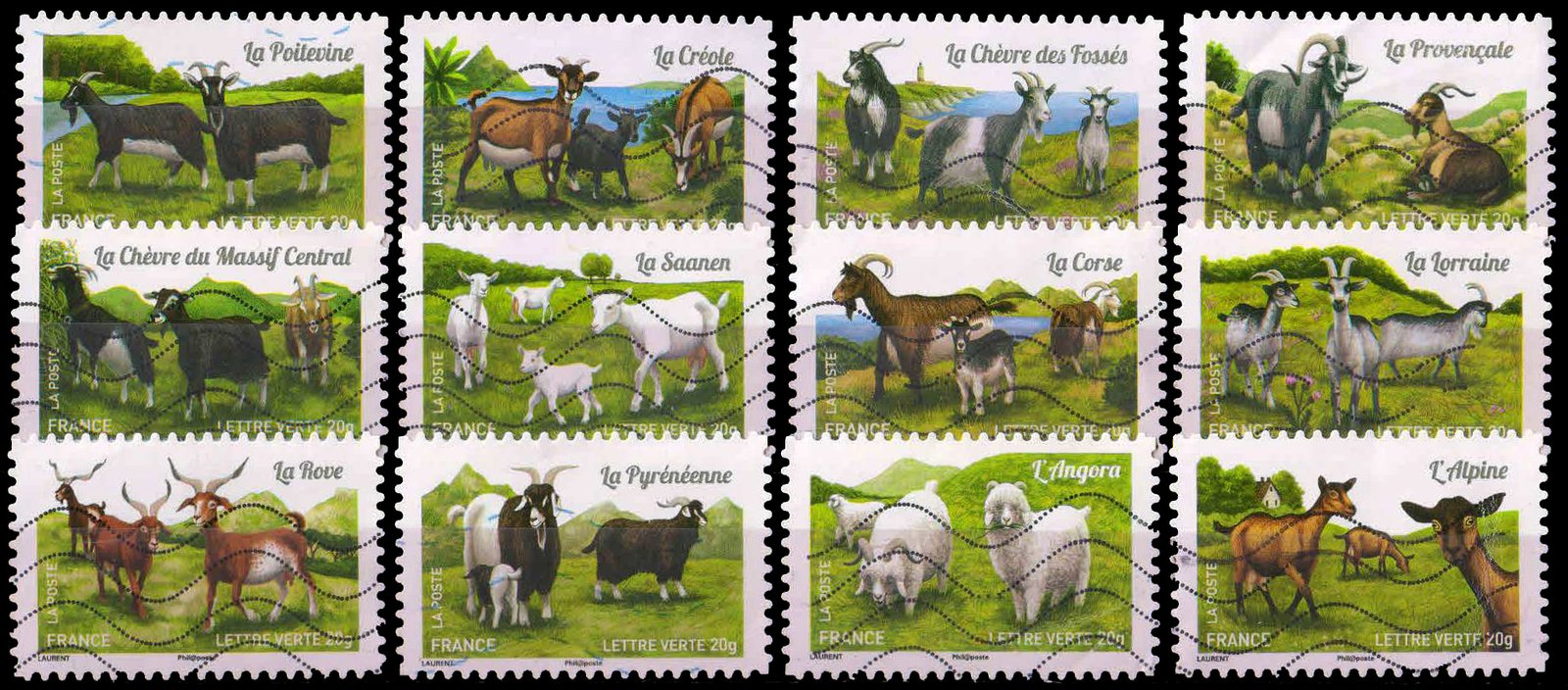 FRANCE 2015 - Regional Goats, Animal, Complete Set of 12, Used, S.G.  5726-5737, Cat � 48