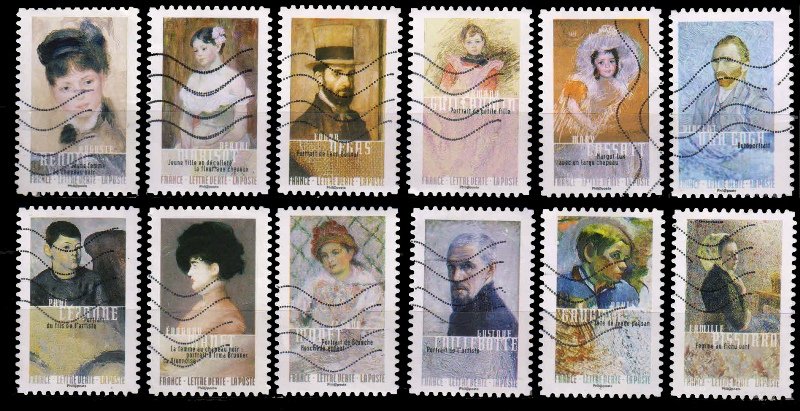 FRANCE 2016 - Art, Portraits, Paintings, Used Set of 12, Cat £ 55-S.G. 5951-5962