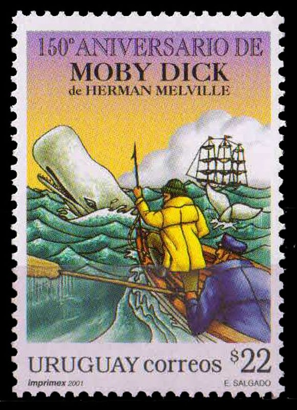 URUGUAY 2001-Moby Dick and Whelers, Ship, Novel by Herman Melville, 1 Value, MNH, S.G. 2687-Cat £ 10-