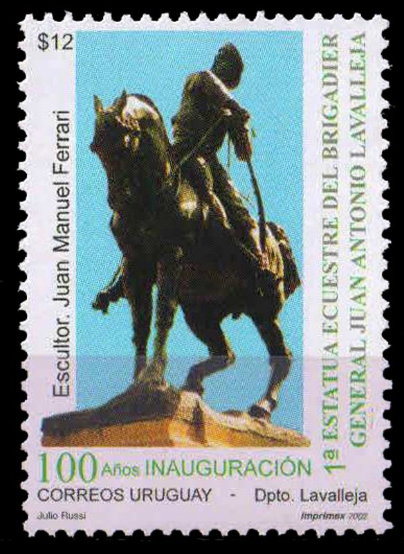 URUGUAY 2002-First Equestrian Statue, General Juan Levalleja, 1 Value, MNH, S.G. 2777, Cat £ 5.25-