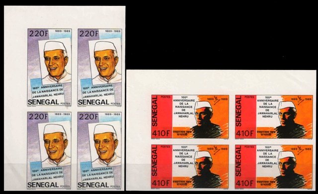 SENEGAL 1989-Jawahar Lal Nehru-Set of 2 Blocks-MNH-Imperf