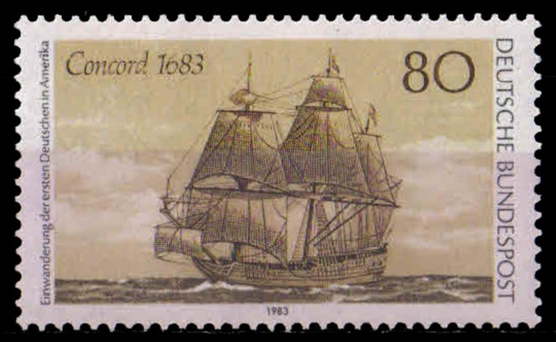 GERMANY WEST 1983, Concord, Ship, First German Settlers in America, 1 Value, MNH-S.G. 2030-Cat � 2.75