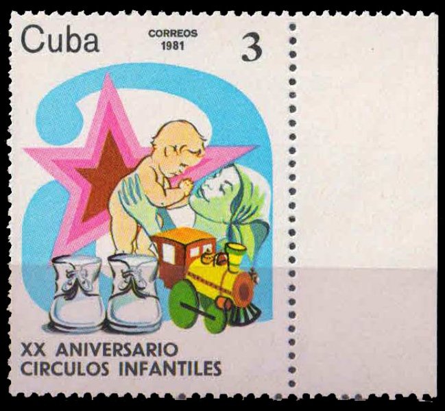 CUBA 1981-Kinder Gardens, Mother, Child, Books, Toy Train, 1 Value, MNH, S.G. 2704-Cat � 0.60