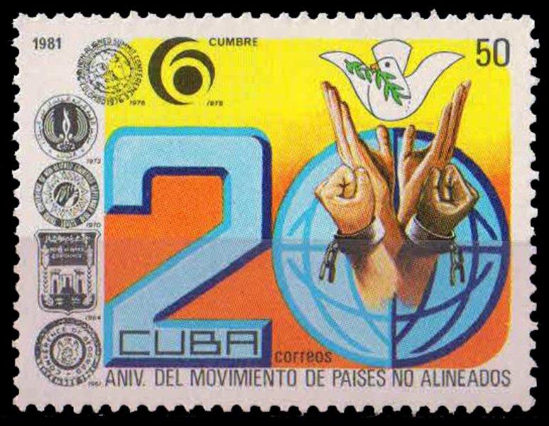 CUBA 1981-Arms of Non-Aligned Countries, Manacled Hands, Dove, 1 Value, MNH, S.G. 2738-Cat � 1.70