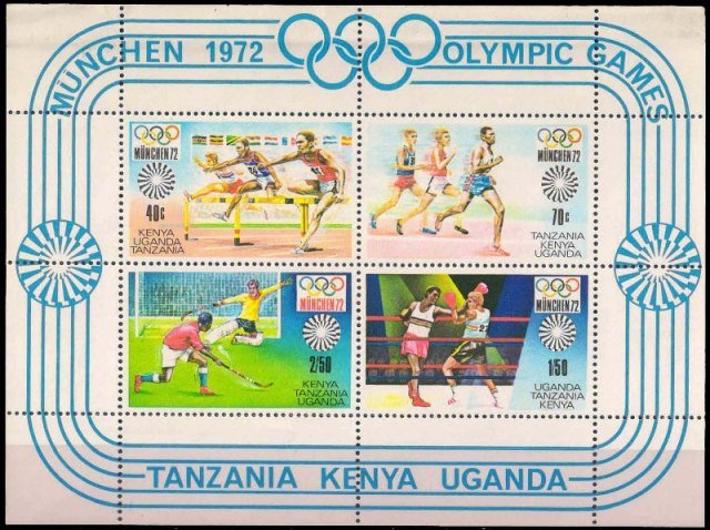 KENYA UGANDA & TANZANIA 1972, Olympic Games, Munich, Hockey, Boxing, Sheet of 4, MNH, S.G. MS 318