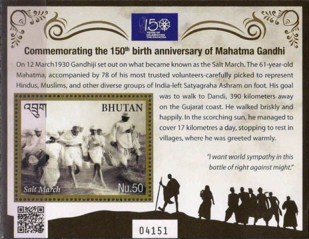 BHUTAN 2019-150  Years of Birth Anniversary of Mahatma Gandhi-Souvenir Sheet