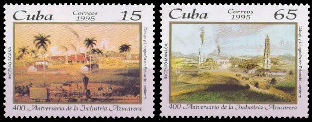 CUBA 1995-Sugar Production Factories, Paintings, Railway, Set of 2, MNH, S.G. 3994-95-Cat £ 4.50