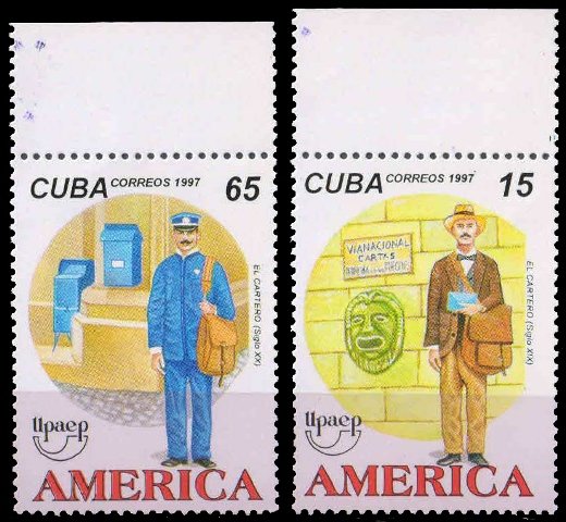 CUBA 1997-America Postman, Postbox, set of 2, MNH, S.G. 4213-14-Cat £ 2.00