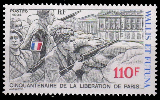 WALLIS & FUTUNA ISLANDS 1994-Manning the Barricode Liberation of Paris, 1 Value, MNH, S.G. 641-Cat £ 4.75
