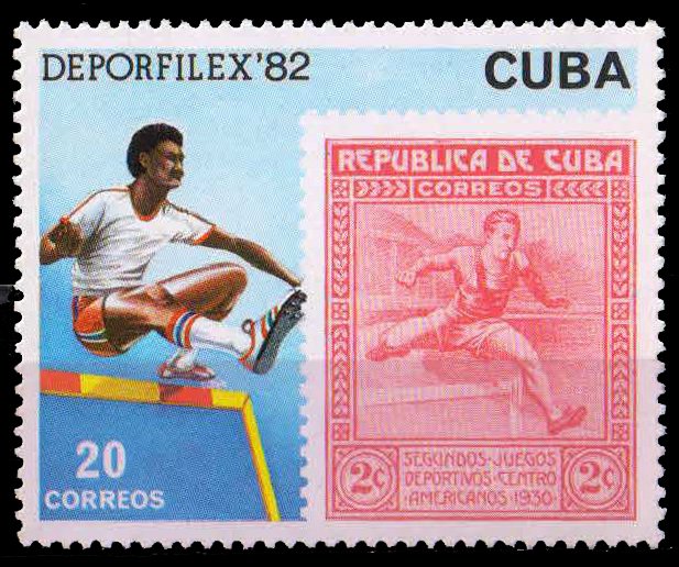 CUBA 1982-Stamp & Coin Exhibition, Stamp on Stamp-Sport-1 Value, MNH, S.G. 2823