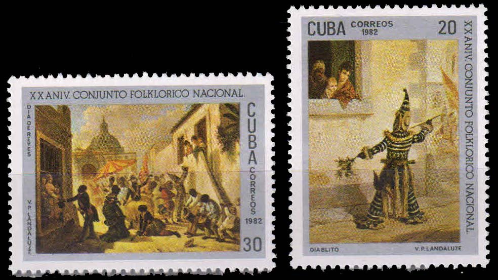 CUBA 1982-National Folk Emblem, Devil, Epiphany Festival, Set of 2, MNH, S.G. 2846-47