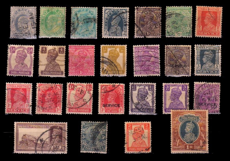 British INDIA 25 Different, India Pre Independence Used Stamps, Pre 1947 Period