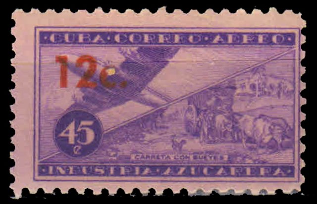 CUBA 1960-Handling Sugar & Aircraft, Surcharged 12 c on 45c, 1 Value, MNH-S.G. 943-Cat £ 2.30