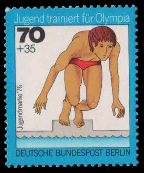 WEST BERLIN 1976-Swimming, Training for Olympics, 1 Value MNH-S.G. B 504