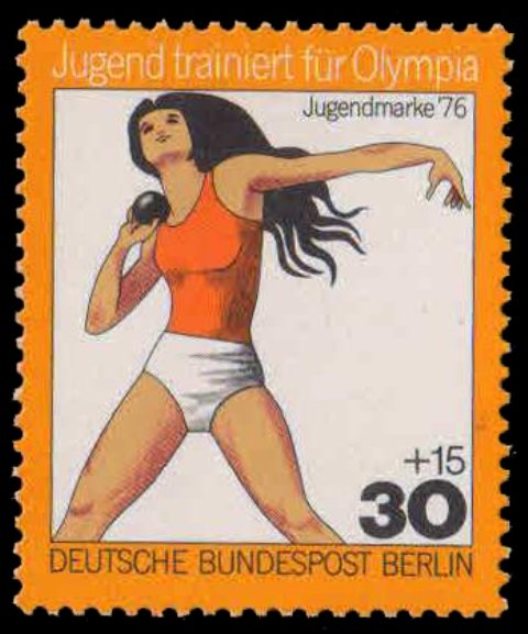 WEST BERLIN 1976-Putting the Shot, Training for Olympic, Youth Welfare, 1 Value, MNH, S.G. B 501