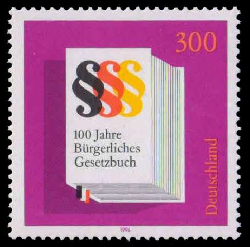 GERMANY 1996, Centenary of German Civil Code, Book, 1 Value, MNH, S.G. 2734
