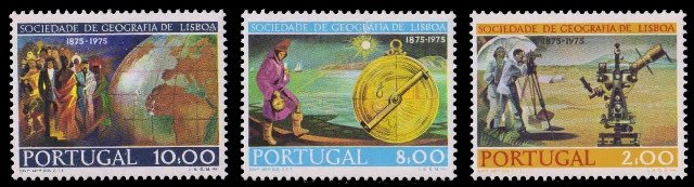 PORTUGAL 1975-Geographical Society, Surveying Land & Sea, Globe & People, Set of 3, MNH, S.G. 1584-86-Cat � 6-