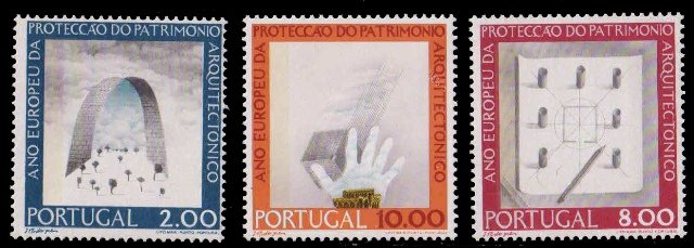 PORTUGAL 1975-Architectural Heritage Year, Arch, Building, Set of 3, MNH, S.G. 1587-89-Cat £ 9-