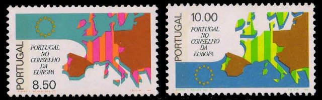 PORTUGAL 1977-Council of Europa, Map of Member countries, Set of 2, MNH, S.G. 1641-42-Cat � 3.40