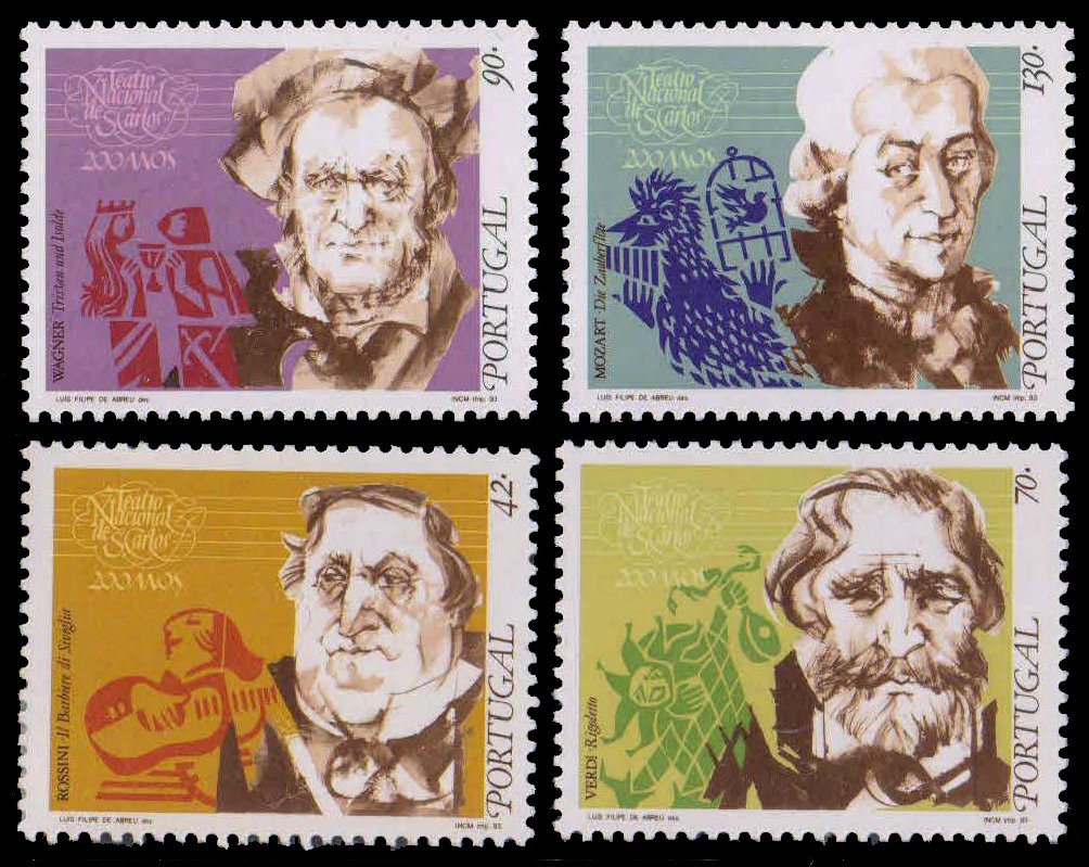 PORTUGAL 1993-Bicentenary of San Carlos National Theater, Set of 4, MNH, S.G. 2324-27-Cat � 5.50