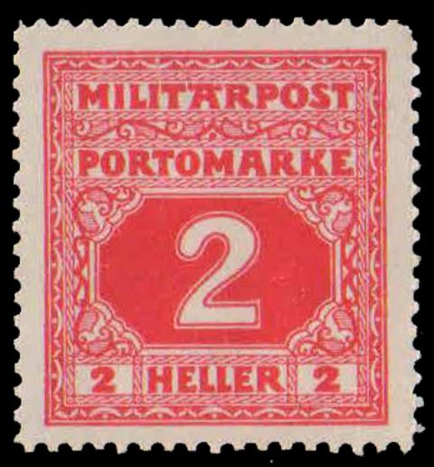BOSNIA & HERZEGOVINA 1916-Postage Due Stamp, 100 Year Old, 2 Heller Red, 1 Value, MNH