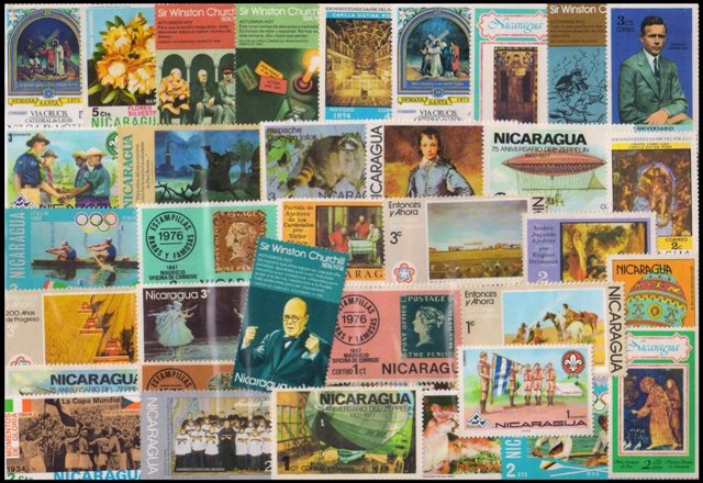 NICARAGUA 75 All Different Thematic Stamps, Large & Mint Only