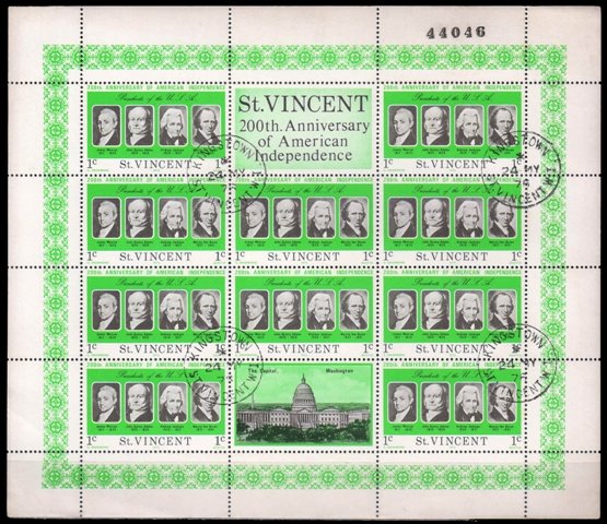 ST. VINCENT 1975, Bicentenary of American Revolution, George Washington, Set of 3 Different Sheetlets (30 Stamps + Labels), S.G. 456-458