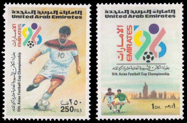 U.A.E 1996-Asian Football Cup Championship, Players, Emblem, Set of 2, MNH, S.G. 518-19-Cat £ 7