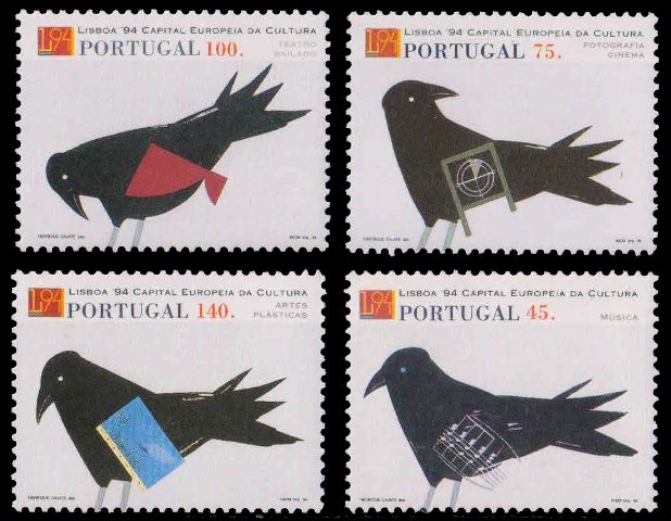 PORTUGAL 1994-Birds, Music, Cinema, Dance, Art, Set of 4, MNH, S.G. 2374-77-Cat £ 5-