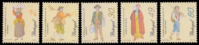 PORTUGAL 1995-Itinerant Trades, Costumes, Set of 5, MNH, S.G. 2426-42-Cat £ 2.50--