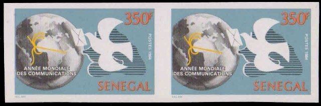 SENEGAL 1985-Globe, Dove & Map of Senegal, Communication Year, Imperf Pair, MNH, S.G. 816