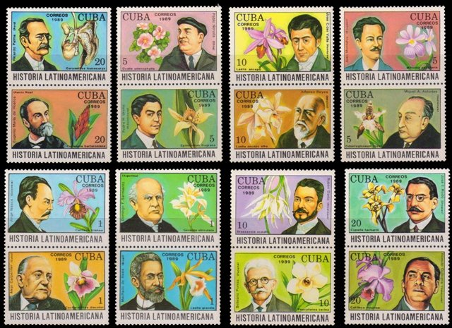 CUBA 1989, Flowers, Latin American History, Set of 16, MNH, S.G. 3458-77