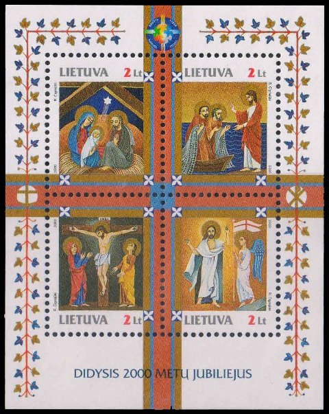 LITHUANIA 2000, Holy Year, The Nativity, Jesus, Crucifixion, M/S, MNH, S.G. MS 747-Cat � 9.50