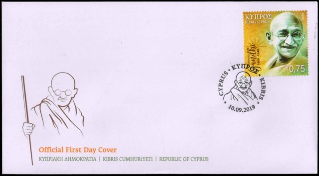 CYPRUS 2019-Mahatma Gandhi, 1 Value on First Day Cover