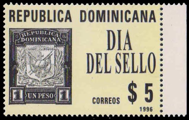DOMINICAN REPUBLIC 1996-1P. Stamp on Stamps, Stamps Day,  1 Value, MNH, S.G. 1969-Cat £ 3.25