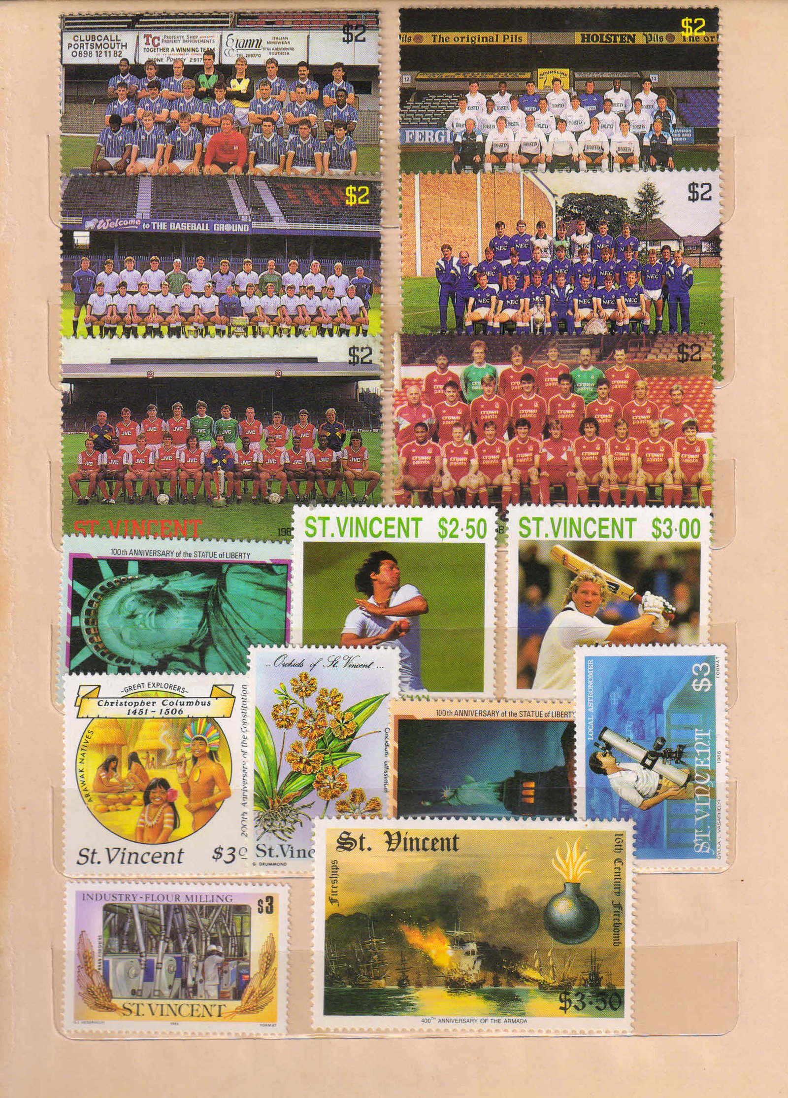 ST. VINCENT Mint Thematic Stamps-170 All Different-Football, Sports, Locomotive, Birds, Cars etc.