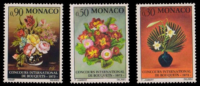 MONACO 1972-Monte Carlo Flower Show 1973, Bouqnet, Set of 3, MNH, S.G. 1056-58-Cat £ 6.50