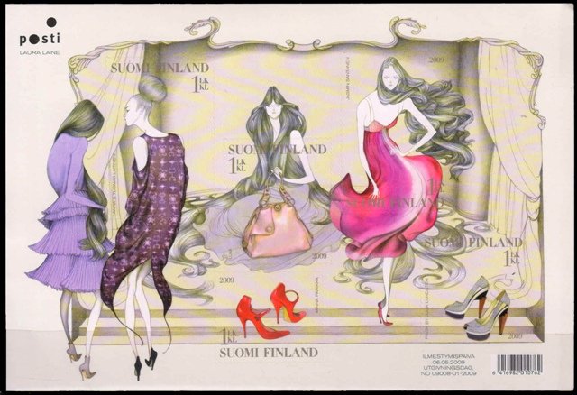 FINLAND 2009-Fashion, Dresser, Sheet of 5 Stamps with Effect of Varnish, S.G. MS 1959-Cat £ 25-