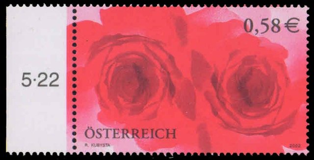 AUSTRIA 2002-Red Roses, Greeting Stamps, 1 Value, MNH, S.G. 2625-Cat £ 3-