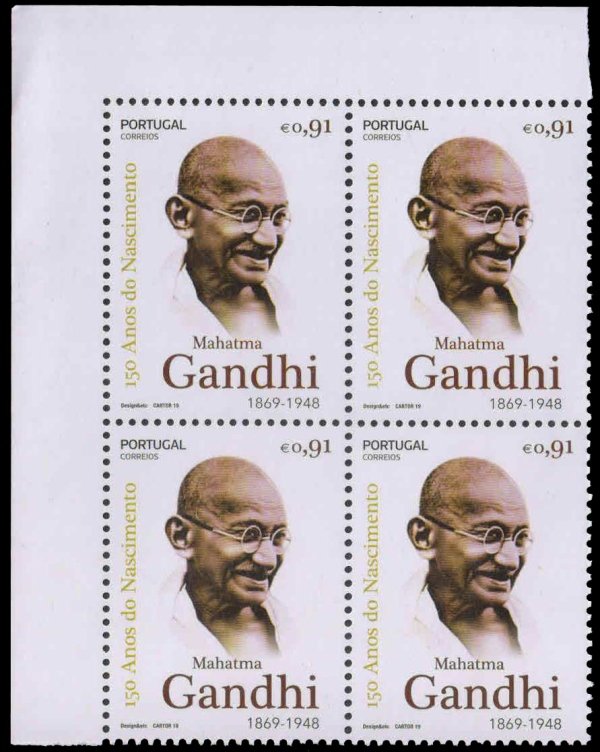 PORTUGAL 2019-150th Birth Anniv. of Mahatma Gandhi-Block of 4-MNH