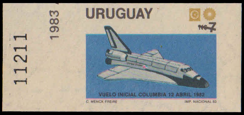 URUGUAY 1983-1st Flight of Space Shuttle, Aircraft "Columbia" Imperf Specimen, 1 Value, MNH, S.G. 1819