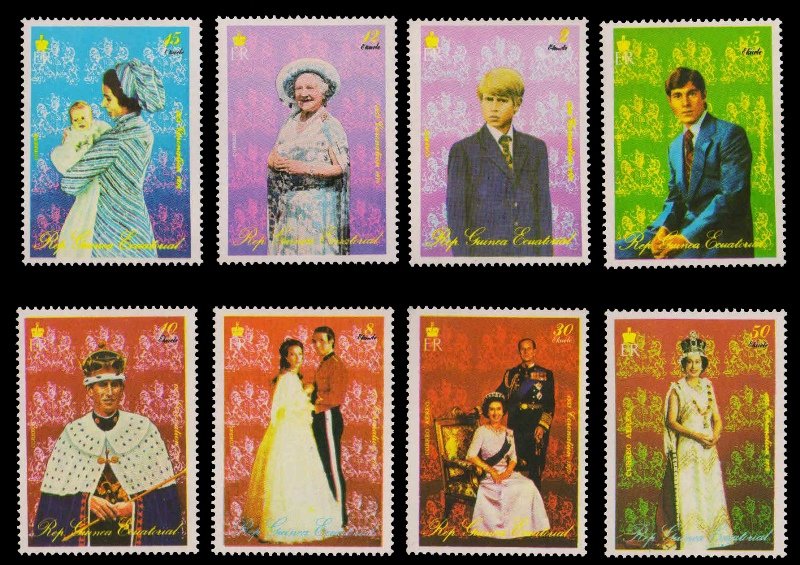 EQUATORIAL GUINEA 1979-Royal Family Great Britain, Set of 8, MNH