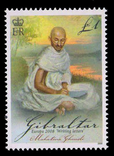 GIBRALTAR 2008-Mahatma Gandhi, Writing Letters, Europa, 1 Value, MNH, S.G. 1278