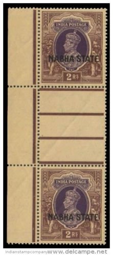NABHA India Convention State 1938-Gutter Pair-S.G. 90, MNH-King George VI-2 Rs.